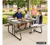 Lifetime 6Ft Folding Picnic Table Uv-Protected, Stain-Resistant, Wood Grain Finish, Seats 8, With Umbrella Hole & Steel Frame
