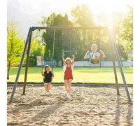 Lifetime 7Ft Swing Set For Kids Ages 3-12, Free-Standing Outdoor Playset With 2 Swings And Trapeze Bar, All-Weather Uv-Resistant