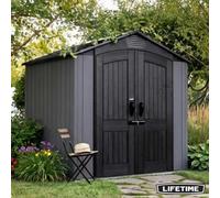 Lifetime 7Ft X 7Ft (2.1 X 2.1M) Outdoor Storage Shed Hdpe Weatherproof Lockable Doors Adjustable Shelf Hooks Grey