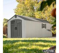 Lifetime 8X20Ft Outdoor Storage Shed 60470, Hdpe Construction, Steel Reinforced, Lockable Doors, Skylights, Floor Included