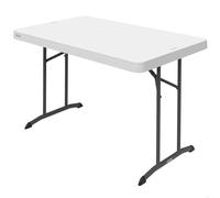 LIFETIME 92211 White Folding Table, Table Top 122 x 76 cm, Height 74 cm, High Density Polyethylene, UV Protection, Waterproof, Metal Folding Legs, Indoor and Outdoor Use