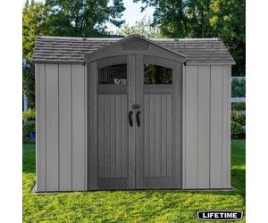 Lifetime 9Ft 4" X 7Ft Outdoor Storage Shed - Steel-Reinforced Hdpe, Uv Protected, Custom Shelving, Lockable Doors, Skylight