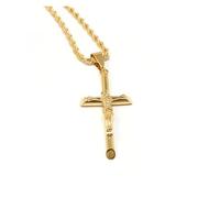 LIFETIME BLING 14K Gold Cross Crucifix Necklace Pendant Charm with 3MM Rope Chain Gift for Men Women Husband Wife Baptism Religious w/real strong Solid Clasp Fashion Jewelry (22)