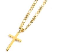 Lifetime Bling 18K Gold Figaro link Chain Cross Pendant Necklace with Solid Strong Clasp for Men,Women, boys, Teens Plated Thin for Charms Miami Cuban Link Diamond Cut Fashion jewelry (20)