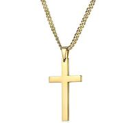 Lifetime Bling 18K Gold link Chain Cross Pendant Necklace with Solid Strong Clasp for Men,Women, boys, Teens Plated Thin for Charms Miami Cuban Link Diamond Cut Fashion jewelry (24)