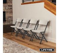 Lifetime Bypass Commercial Grade Folding Chairs, 4 Pack Heavy-Duty 226Kg Capacity, Stain-Resistant, Wide Seat & Tall Back