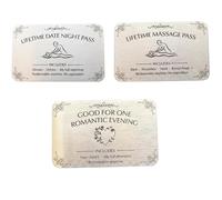 Lifetime Date Night Pass Wallet Card, Couple Date Night Cards Set -romantic Evening, Lifetime Massage Card, Funny Romantic Engraved Couple Love Pass Cards, Unique Stainless Steel Love Note (MIX)