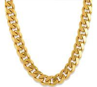 LIFETIME JEWELRY 9mm Miami Curb Cuban Link Chain Necklace 24k Gold Plated, 76.20 cm, Gold Plated, No Gemstone