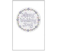 Lifetime Samplers & Decorative Textiles A Lovely Blue Wedding Day Card Stitched on Silver Woven aida - Complete Cross Stitch kit with Clear Colour Chart