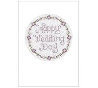 Lifetime Samplers & Decorative Textiles A Lovely Plum Wedding Day Card Stitched on Silver Woven aida - Complete Cross Stitch kit with Clear Colour Chart