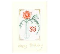 Lifetime Samplers & Decorative Textiles Coral Birthday Card for Any Age - Complete Cross Stitch kit with All Numbers & a Clear Colour Chart