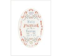 Lifetime Samplers & Decorative Textiles Coral Wedding Day Large Card (8 x 6) - Complete Cross Stitch kit on 14 aida with Clear Colour Chart