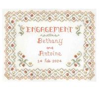 Lifetime Samplers & Decorative Textiles Engagement Sampler with Beads with Clear Colour Chart - Complete Cross Stitch kit on 14 aida
