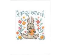Lifetime Samplers & Decorative Textiles Happy Easter Bunny Card kit - Complete Cross Stitch kit on 16 aida with Colour Chart