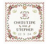 Lifetime Samplers & Decorative Textiles Heart Pearl Anniversary Sampler for a 30th Wedding Anniversary - Complete Cross Stitch kit on 14 aida