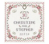 Lifetime Samplers & Decorative Textiles Heart Pearl Anniversary Sampler with Gold Heart Charm for a 30th Wedding Anniversary - Complete Cross Stitch kit on 14 aida