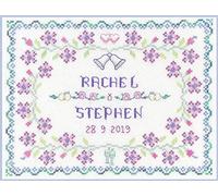 Lifetime Samplers & Decorative Textiles Lilac Wedding Sampler - Complete Cross Stitch kit on 14 aida with Clear Colour Chart