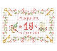 Lifetime Samplers & Decorative Textiles Mini 18th or 21st Birthday Sampler - Complete Cross Stitch kit on 14 aida