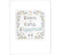 Lifetime Samplers & Decorative Textiles Mini Dusty Blue Engagement Card kit - Complete Cross Stitch kit on 16 Ivory aida