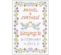 Lifetime Samplers & Decorative Textiles Mini Engagement Sampler - Complete Cross Stitch kit on 14 aidawith Clear Colour Chart