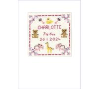 Lifetime Samplers & Decorative Textiles Pink New Baby Card - Complete Cross Stitch kit on 16 aida with Clear Colour Chart