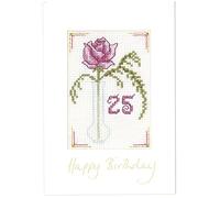 Lifetime Samplers & Decorative Textiles Plum Birthday Card for Any Age - Complete Cross Stitch kit with All Numbers & a Clear Colour Chart
