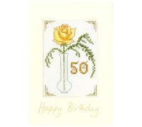 Lifetime Samplers & Decorative Textiles Topaz Birthday Card for Any Age - Complete Cross Stitch kit with All Numbers & a Clear Colour Chart
