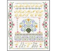 Lifetime Samplers Floral Alphabet Sampler - Complete Cross Stitch kit on 14 aida with Clear Colour Chart