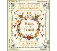 Lifetime Samplers Golden Wedding Anniversary Sampler - Complete Cross Stitch kit on 14 aida with Clear Colour Chart