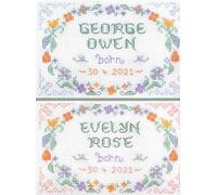Lifetime Samplers Mini Birth Sampler - Complete Cross Stitch kit on 14 aida with Clear Colour Chart, Great for Beginners