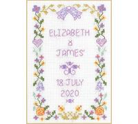 Lifetime Samplers Mini Wedding Sampler - Complete Cross Stitch kit on 14 aida with Clear Colour Chart, Great for Beginners