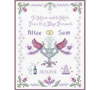 Lifetime Samplers Plum Wedding Sampler - Complete Cross Stitch kit on 14 aida with Clear Colour Chart