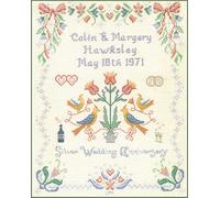 Lifetime Samplers Silver Wedding Anniversary Sampler - Complete Cross Stitch kit on 14 aida with Clear Colour Chart