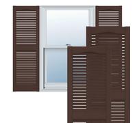 Lifetime Vinyl LL1S12X03600FB Standard Cathedral Top Center Mullion, Open Louver Vinyl Shutters, w/Installation Shutter-Lok's & Matching Screws (Per Pair), 12"W x 36"H, Federal Brown