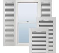 Lifetime Vinyl LL1S14X04300WH Standard Cathedral Top Center Mullion, Open Louver Vinyl Shutters, w/Installation Shutter-Lok's & Matching Screws (Per Pair), 14 1/2"W x 43"H, White