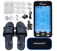 [Lifetime Warranty] TechCare Plus 24 Modes Tens Unit Massager Rechargeable Unit Electric Complete Set + Fat Burner Belt + Reflexology Shoes Back Neck Pain
