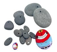 Lifetop 12PCS Drilled Flat River Rocks for Painting, Small & Tiny Craft Rocks for Painting, Plain Pebbles Art, River Rock Pendants,DIY Rocks