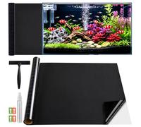 Lifetree Black Fish Tank Background, Static Cling Blackout, 90x200cm | No glue blackout film for fish tank and aquarium. Includes install kit. Grid lines for easy trim. Removable, reusable.