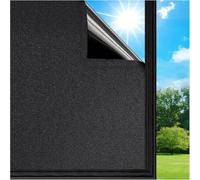 Lifetree Blackout Window Film Privacy for Glass Windows 100% Total Black Out Day and Night No Glue Static Cling Light Blocking Tint for Bedroom (Black, 44.5 * 200cm)