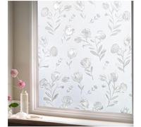 Lifetree Frosted Window Film, Privacy Film for Glass Windows Static Cling Anti UV Rose Patterned Decorative Window Sticker for Bathroom Home and Kitchen (90 * 200cm)