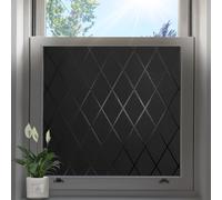 Lifetree Frosted Window Film Privcay, Black, 60 x 200cm | Grill Patterned Film for Glass Windows, Static Cling Sun Block Anti Glare Window Covering Decorative Film for Home Office