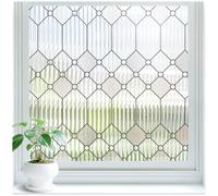 Lifetree Leaded Reeded Glass Window Film Privacy, Frosted, 90x200cm | Static Cling No Glue Removable Decorative Window Sticker, UV Blocking Film For Glass Windows for Bathroom, Door, Home
