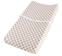 LifeTree Muslin Changing Pad Cover for Baby Girls Boys, 70% Viscose from Bamboo and 30% Cotton Comfort Neutral Diaper Change Table Pad Covers, Soft Boho Changing Pad Sheets, Checkered, 16"x32"