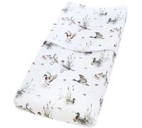 LifeTree Muslin Changing Pad Cover for Baby Girls Boys, 70% Viscose from Bamboo and 30% Cotton Natural Comfort Diaper Change Table Pad Covers, Soft Boho Changing Pad Sheets, MallardDuck, 16"x32"