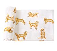 LifeTree Muslin Swaddle Blankets, 70% Viscose from Bamboo and 30% Cotton Baby Swaddle Blankets Unisex Swaddling Blanket for Newborn, Soft Large 47" x 47", Golden Retriever Baby Blanket