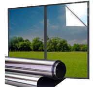 Lifetree Reflective One Way Window Film Privacy, Black-silver, 44.5x200cm | Mirror Heat Reflector Control Sun Blocker Tint Film, UV Anti Glare, No Glue Daytime Privacy Home Office
