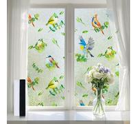 Lifetree Stained Glass Window Film Privacy Film for Glass Windows Decorative Non Adhesive Static Cling Vinly Anti UV Bird Patterned for Bathroom and Door (Water ripple, 44.5 * 200cm)