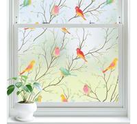 Lifetree Stained Glass Window Film Privacy Film for Glass Windows Decorative Non Adhesive Static Cling Vinly Anti UV Bird Patterned for Bathroom and Door(Frosted, 44.5 * 400cm)