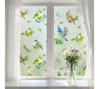 Lifetree Stained Glass Window Film Privacy Film for Glass Windows Decorative Non Adhesive Static Cling Vinly Anti UV Bird Patterned for Bathroom and Door (Water ripple, 75 * 200cm)