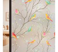 Lifetree Stained Glass Window Film Privacy:Frosted Film for Glass Windows Self Adhesive Opaque Decorative Bird Patterned Vinyl Privacy Films for Bathroom and Door (Frosted, 59 * 300cm)